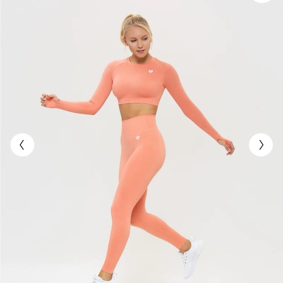 NWT Women’s Best Peach Sand Power Seamless Long Sleeve Crop Top Size 2x - Picture 2 of 7